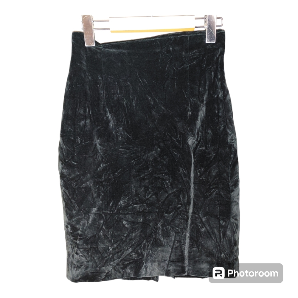 Vintage ANN TAYLOR 80's Black Velvet Midi Skirt Size 4